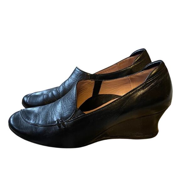 BeautiFeel 6.5 Leather Wedge Heels COMFORT Ortho Slip On Shoes Black 37 - Picture 3 of 8